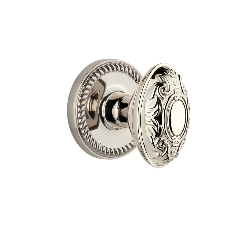 Grandeur by Nostalgic Warehouse NEWGVC Complete Passage Set Without Keyhole - Newport Rosette with Grande Victorian Knob in Polished Nickel